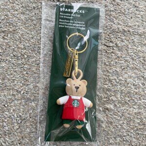 New unopened Starbucks Lid Stoppper Barista Bear Keychain